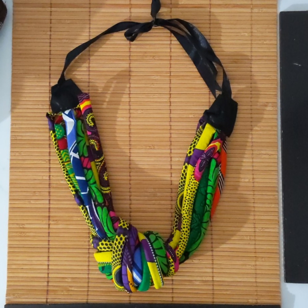 African Print Fabric Starnd Necklace